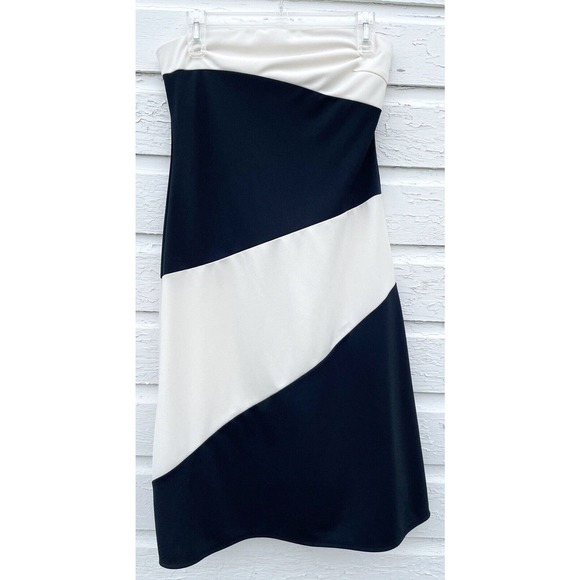 NWT Express Dress Bodycon Sleeveless Black Ivory Colorblock Womens 8 Stretch - Picture 1 of 5